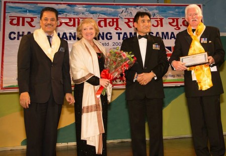 Lt Col (Retd) Lynda Bardell honoured by his Exellency the Ambassador of Nepal