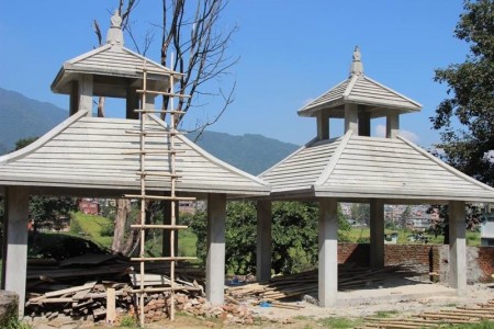 New crematorium pagodas under construction at Swayambhu Cemetery 