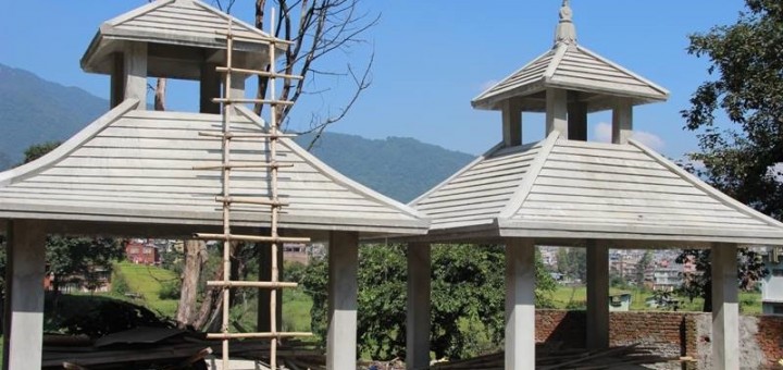 New crematorium pagodas under construction at Swayambhu Cemetery