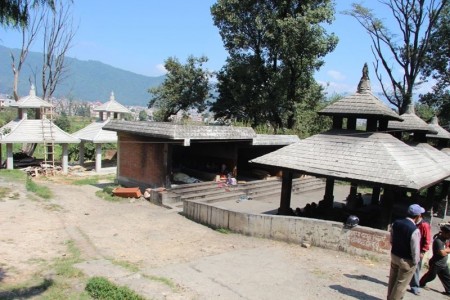 New crematorium pagodas under construction at Swayambhu Cemetery 