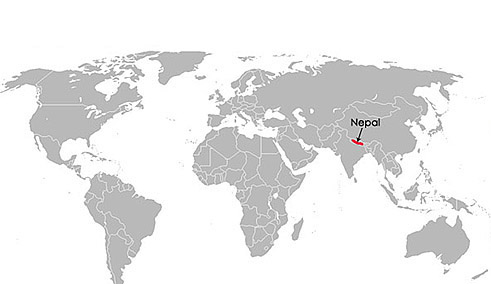 Nepal in The world map