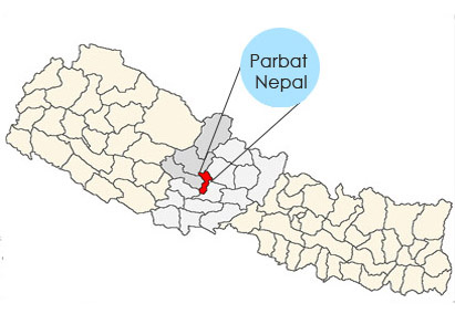 Parbat in the map of Nepal